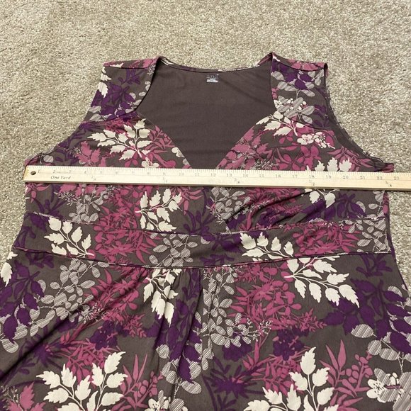 a.n.a Sleeveless Floral Tunic Blouse V-Neck Brown Purple Pink XXL 2X Lined Rayon - Picture 9 of 11